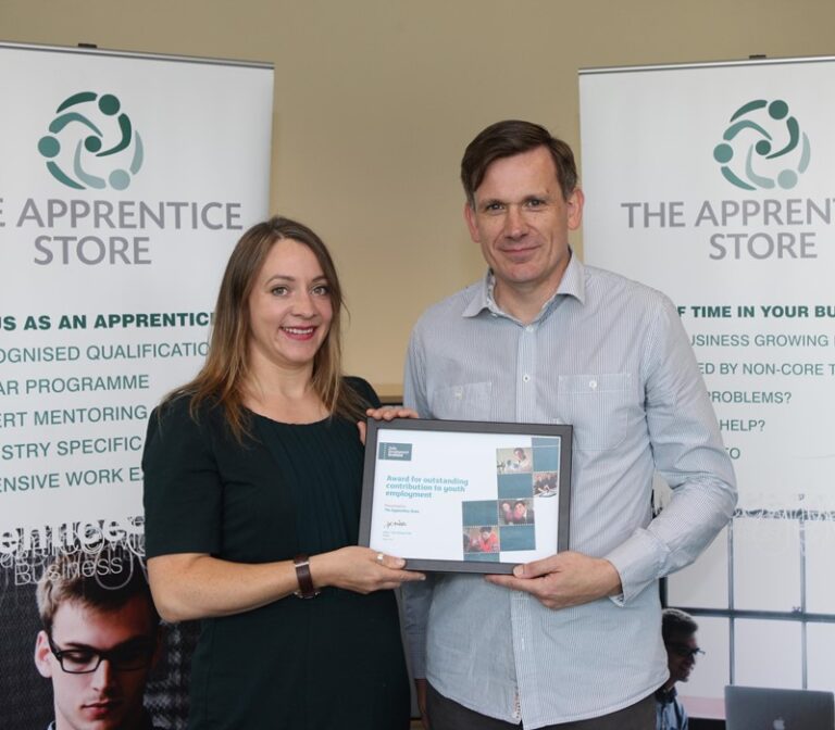 David Massey accepting award for Youth Employer of the Month