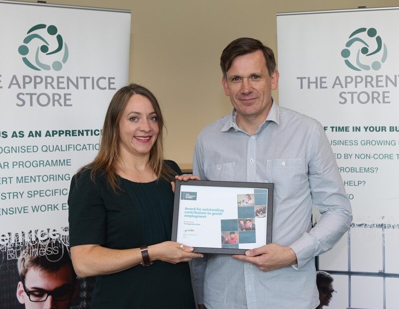 David Massey accepting award for Youth Employer of the Month