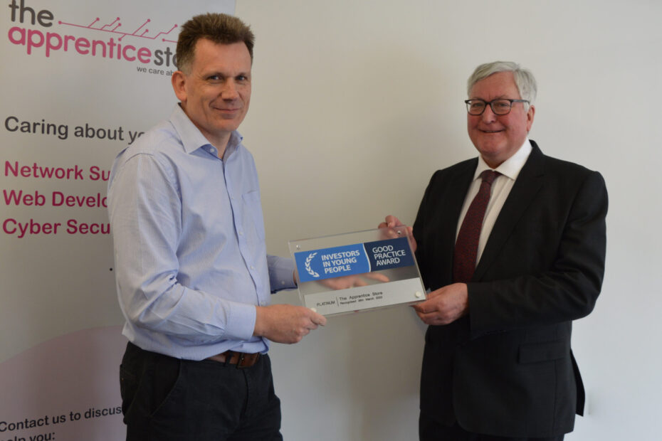 David Massey receiving platinum accreditation by Investors in Young People