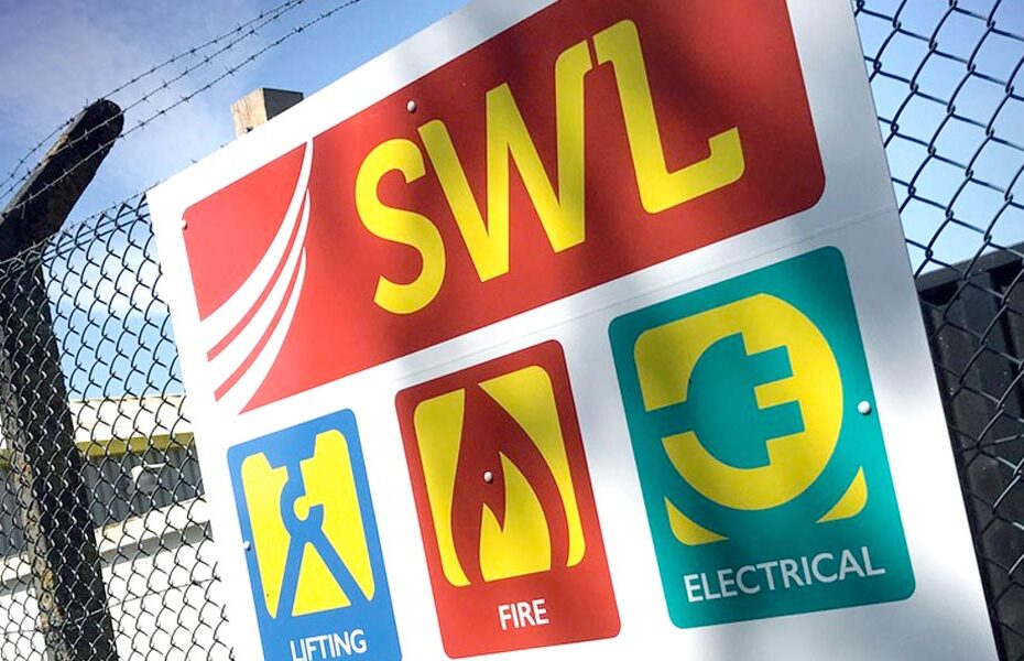 an image showing a sign with SWL written on it showing different dangers around fire and electricity